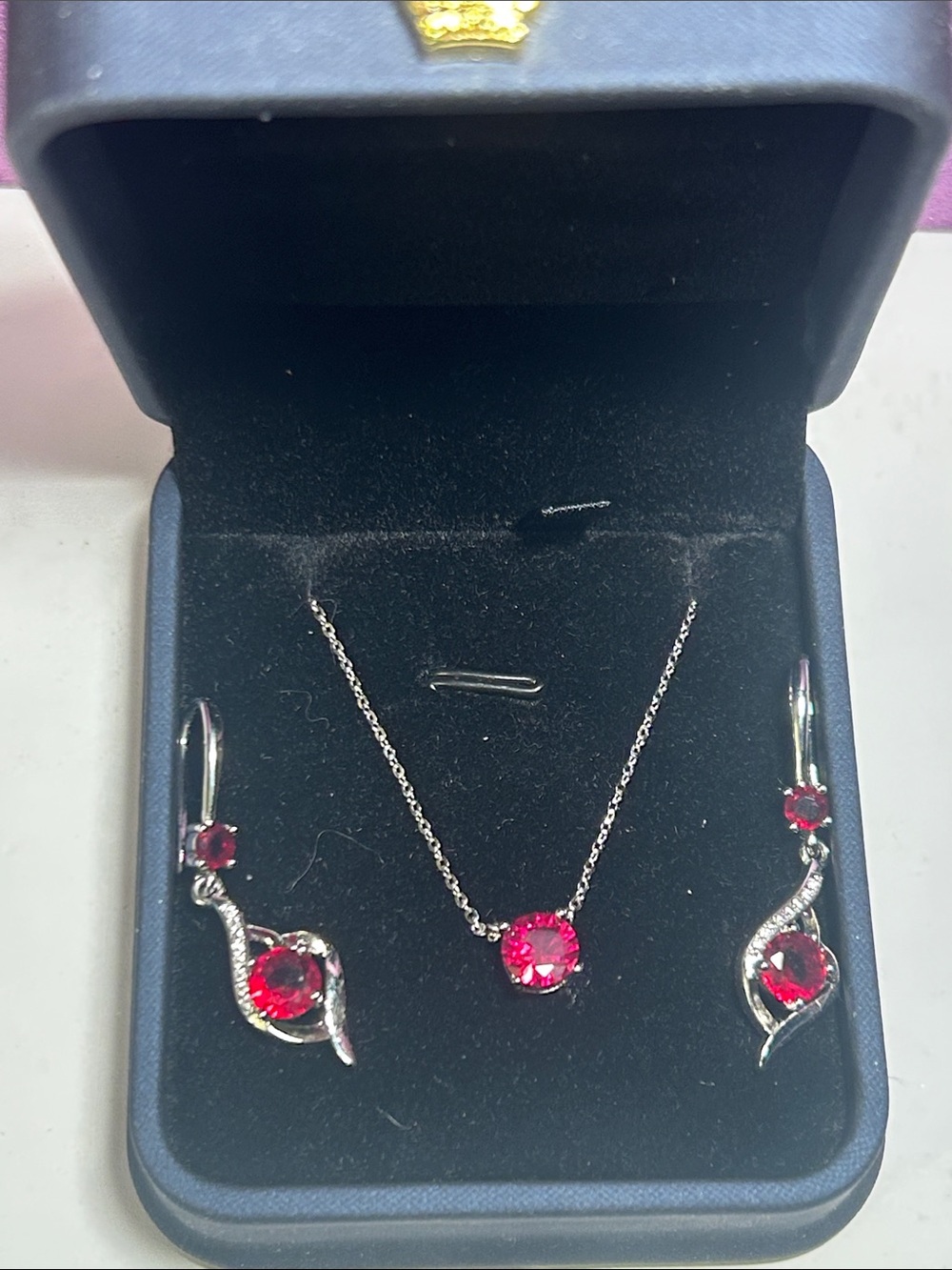 Set of Ruby/Diamond Earrings & Ruby Necklace